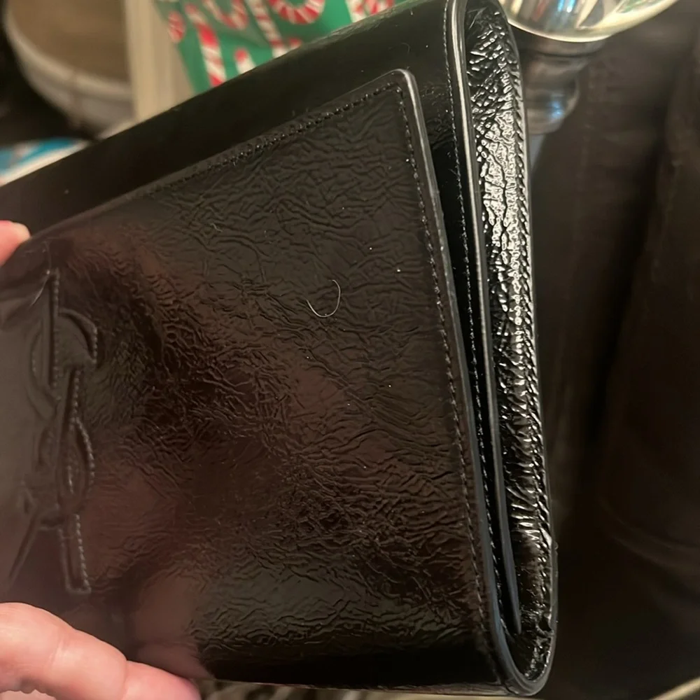 YSL Patient Leather Black Clutch Bag - Picture 10 of 11